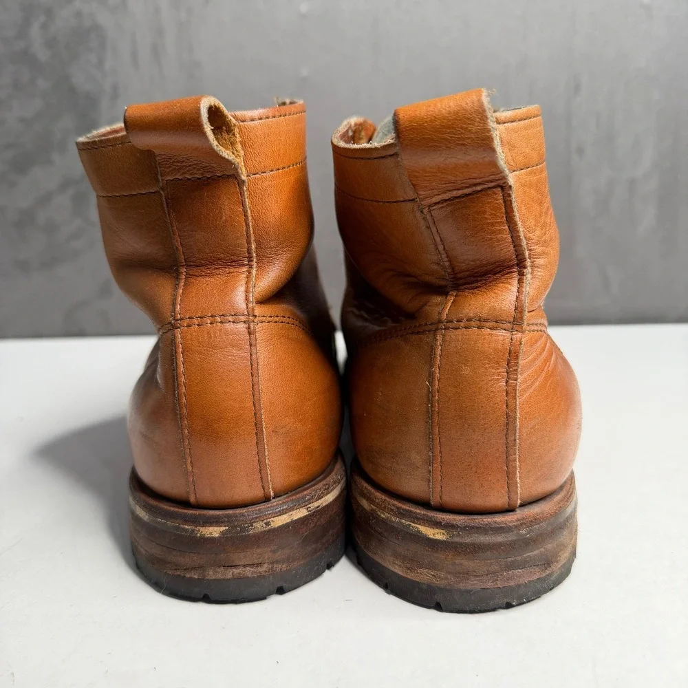 Men's Tan Leather Lace-Up Boots - Picture 3 of 13
